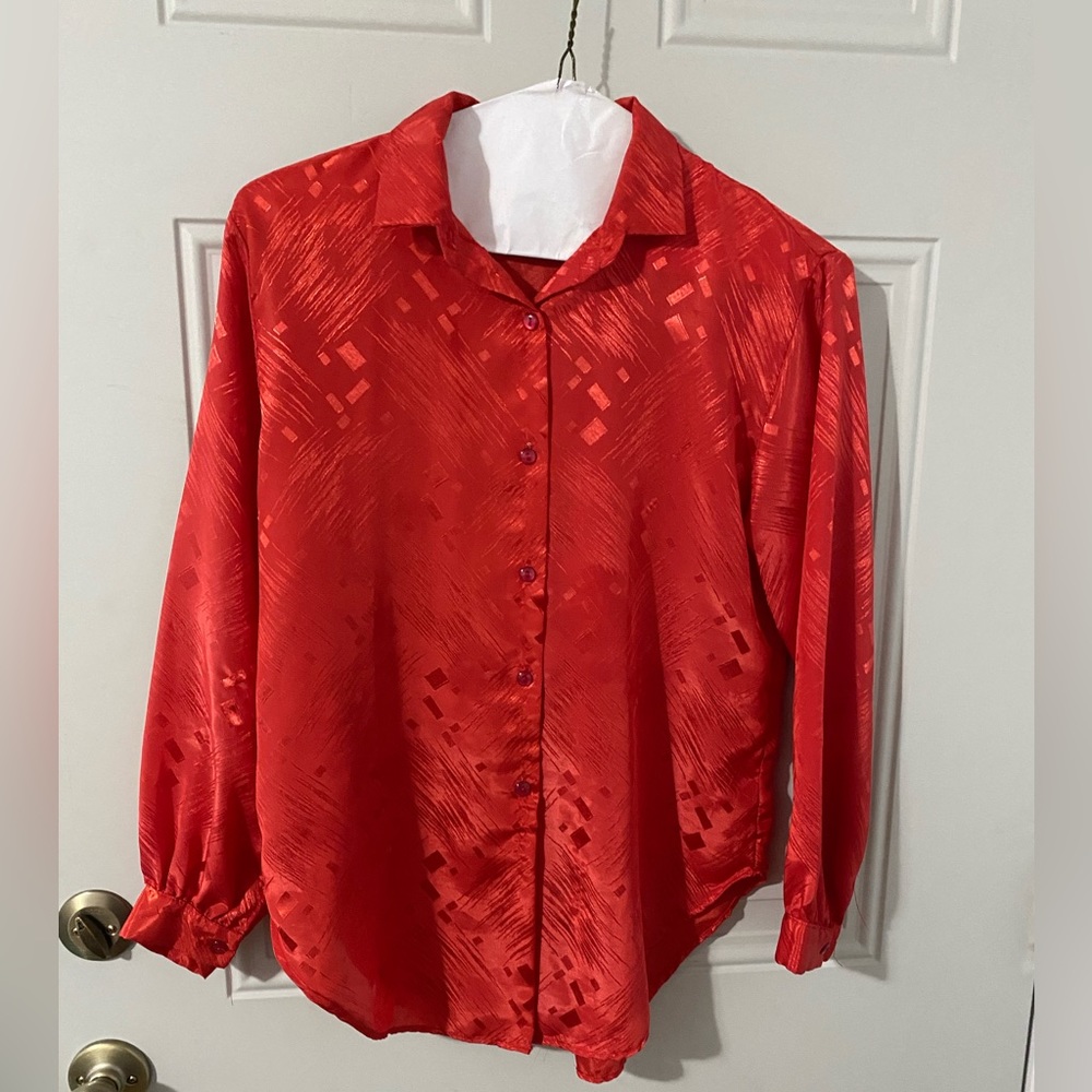 Olivia Klein medium red dressy long sleeve top